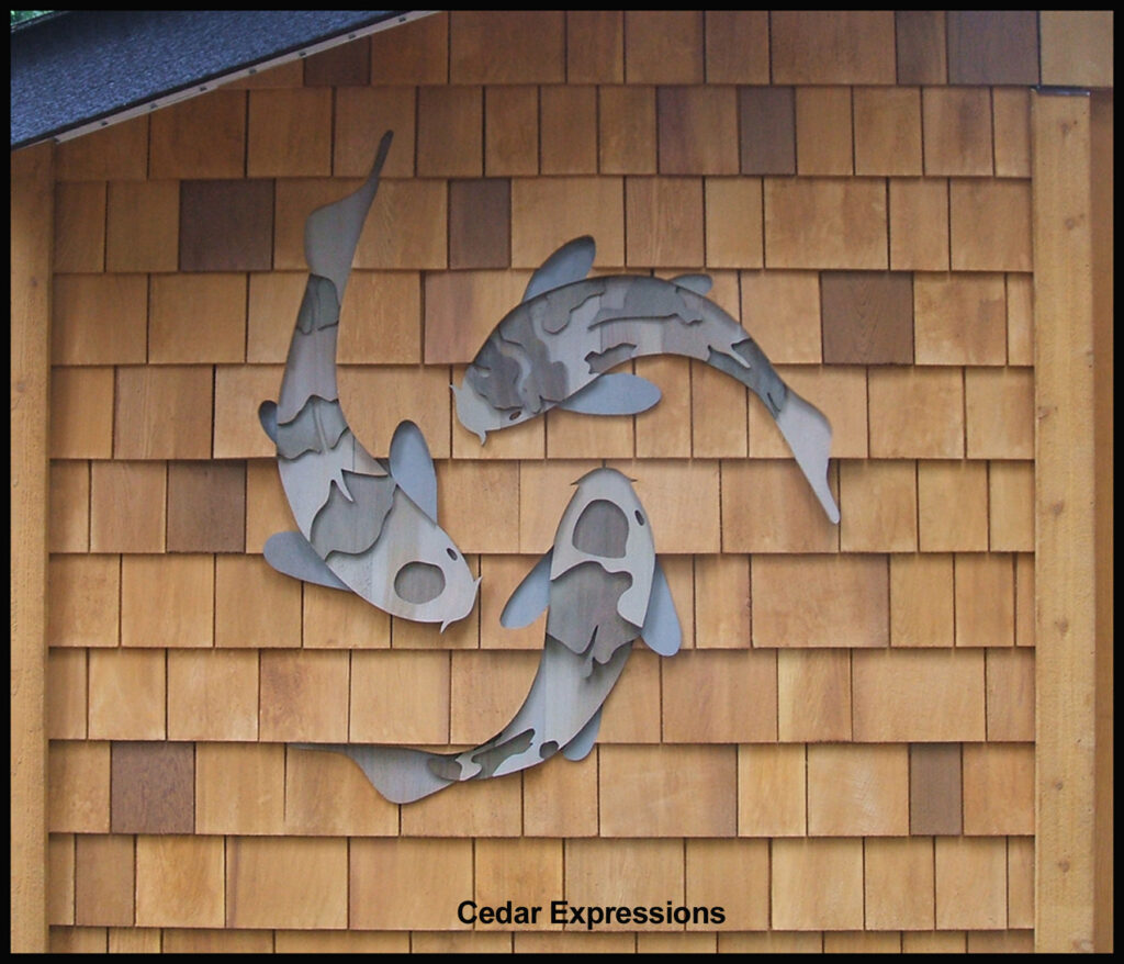 geometric shingle design by Cedar Expressions combining multiple wood tones