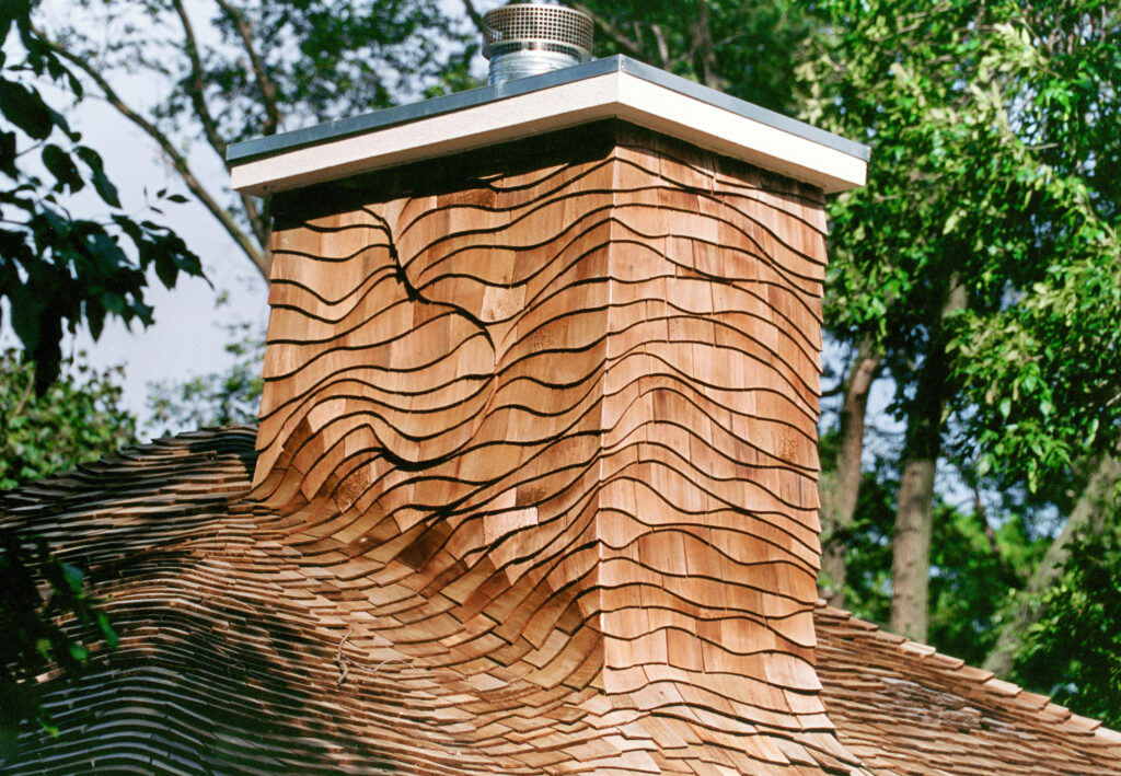 custom cedar shingle pattern with mixed shapes and natural finishes