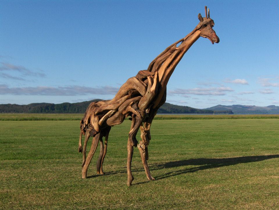 Driftwood giraffe made by Jeffro Uitto