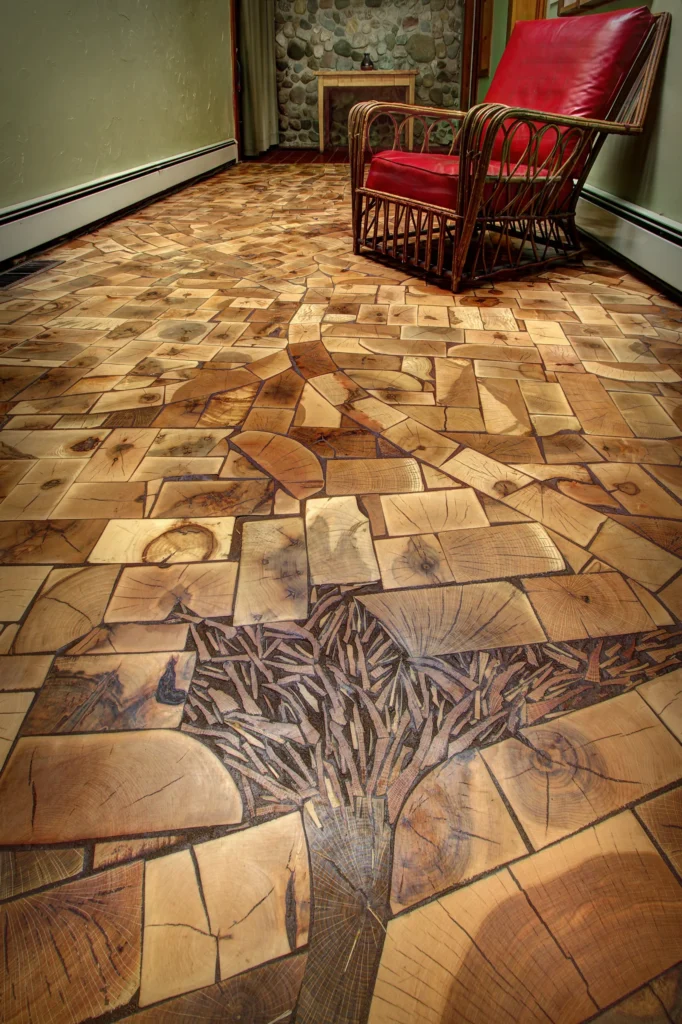 Flooring made from end grain wood blocks