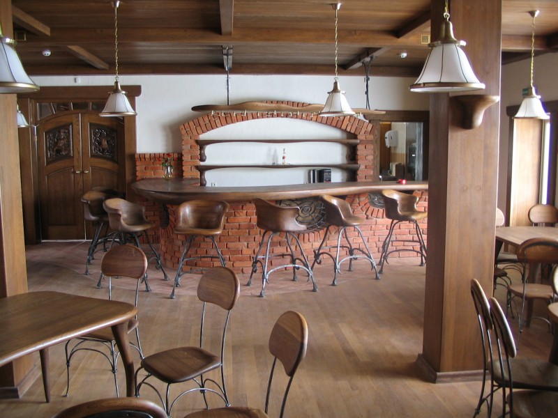 Bar furniture made from carved oak
