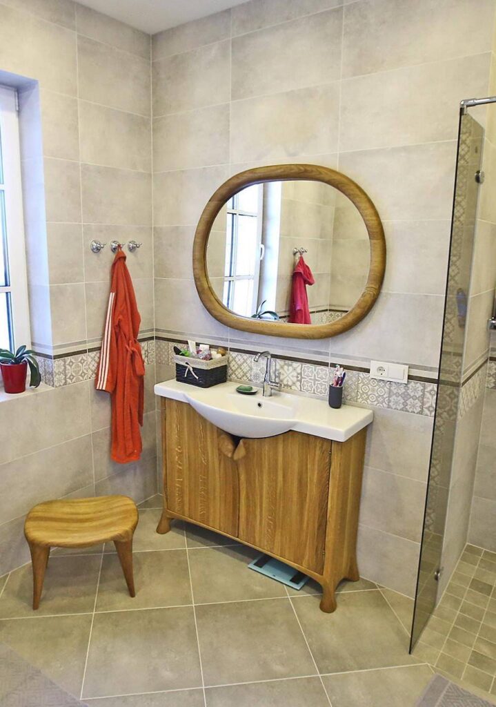 Bathroom furniture made from oak wood