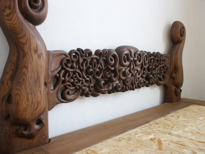 Carved bed headrest
