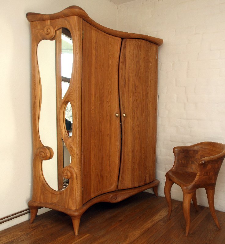 Unique carved oak wardrobe