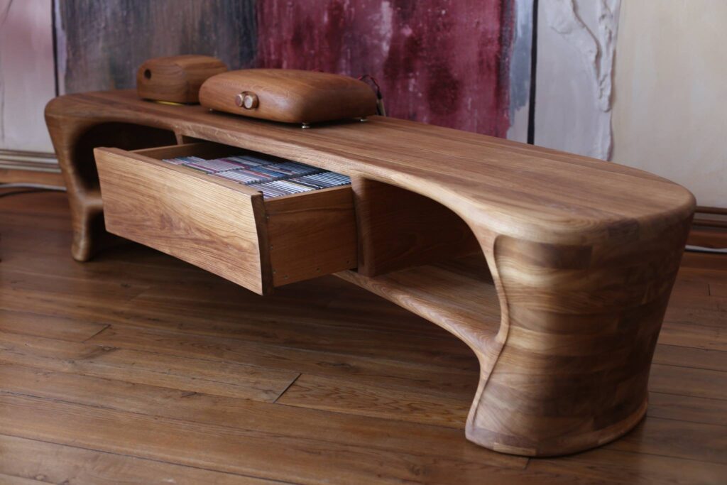 Carved oak tv console
