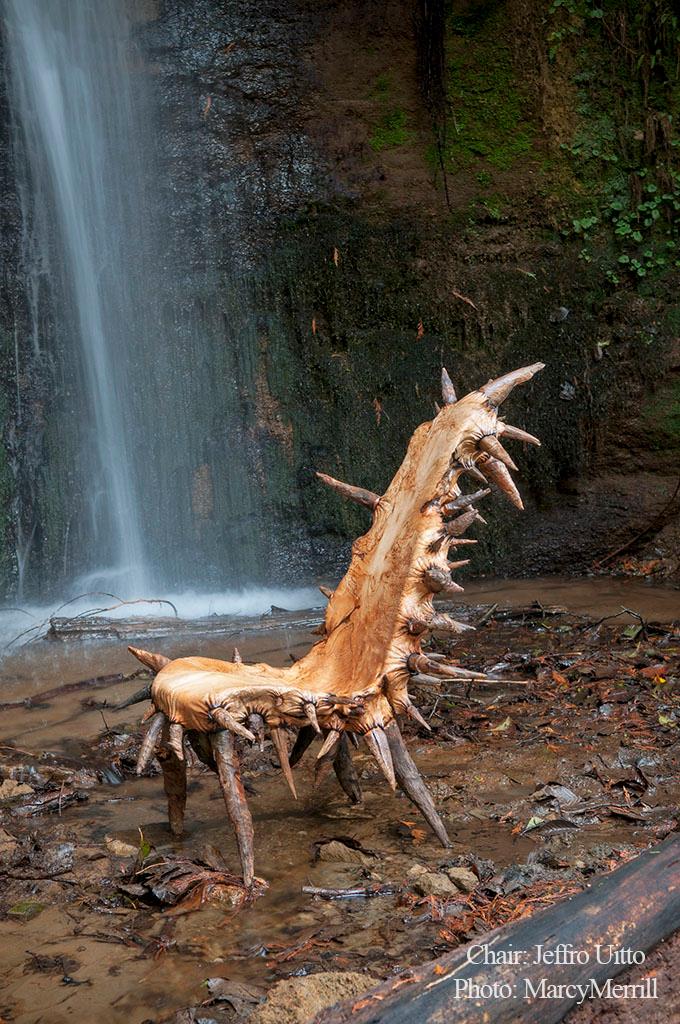 Spiky chair made from driftwood