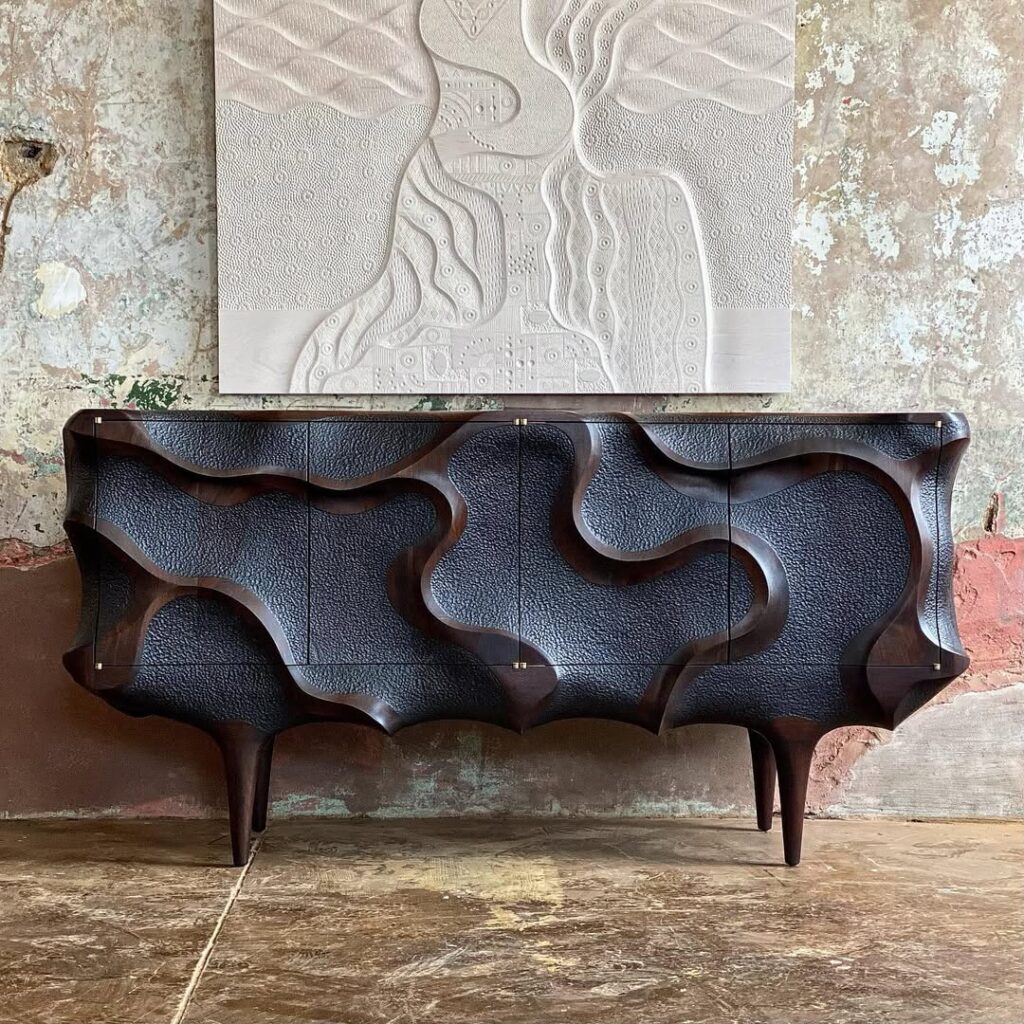 Carved wavy dresser
