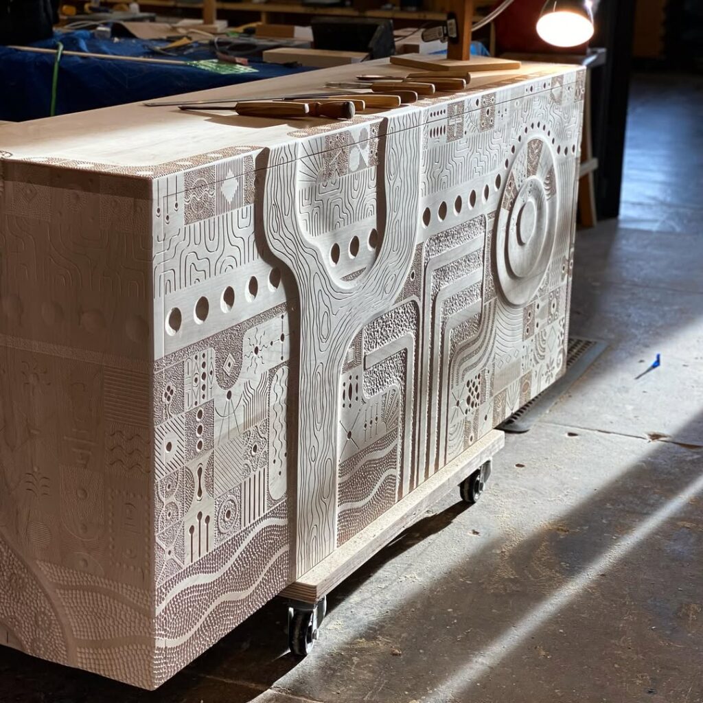 Texture carved dresser