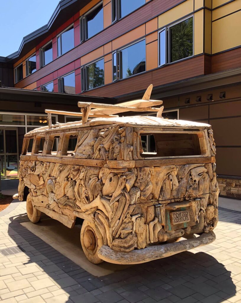 Driftwood hippies bus