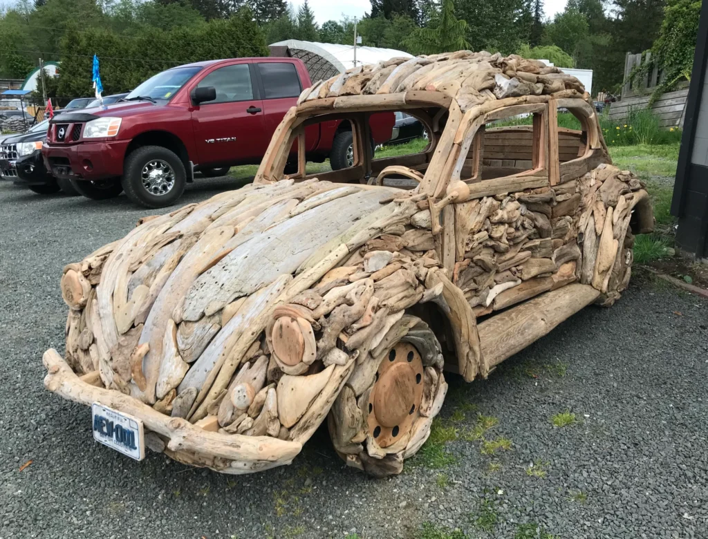 VW Bettle made from driftwood