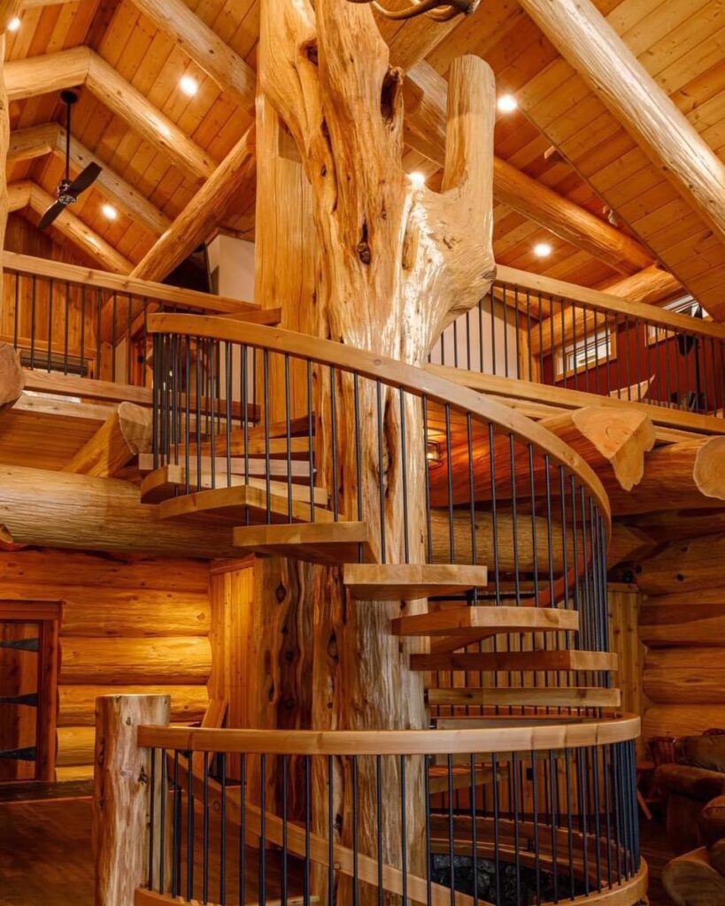 Langberg Log Homes staircase