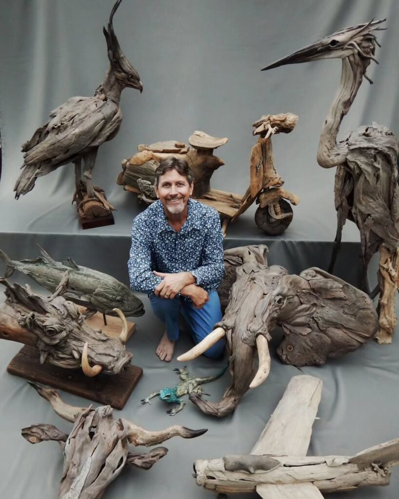 tony fredriksson with his sculptures