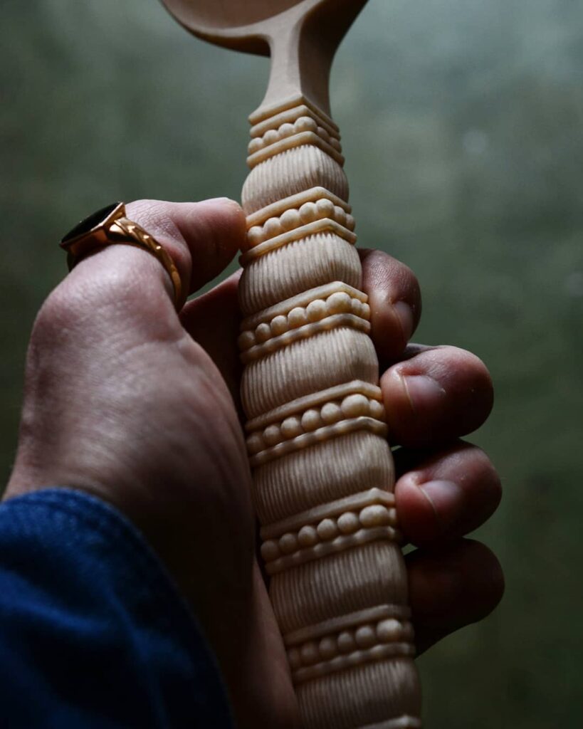 Patterned wood spoon handle