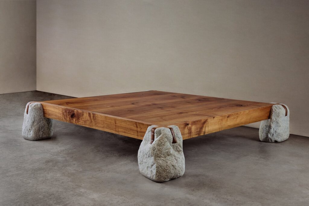 Stebbins-Design wood and stone coffee table