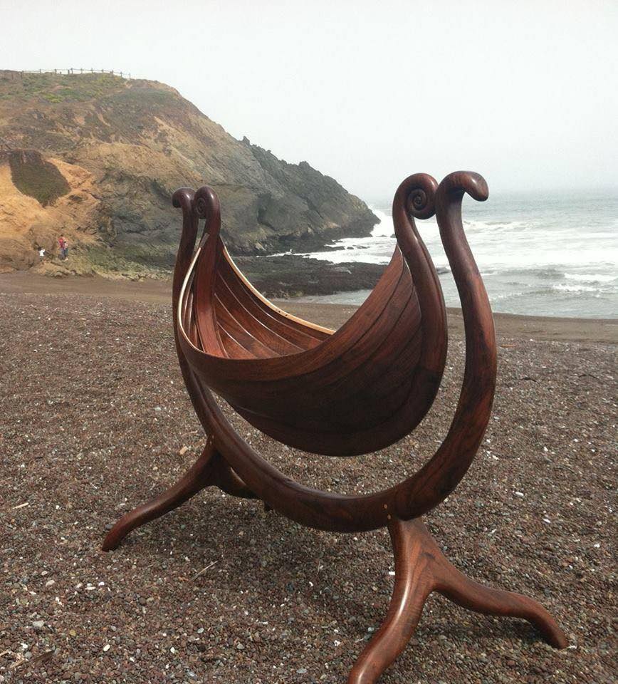 Viking-inspired cradle sea view