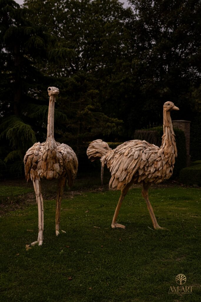 reclaimed wood ostriches