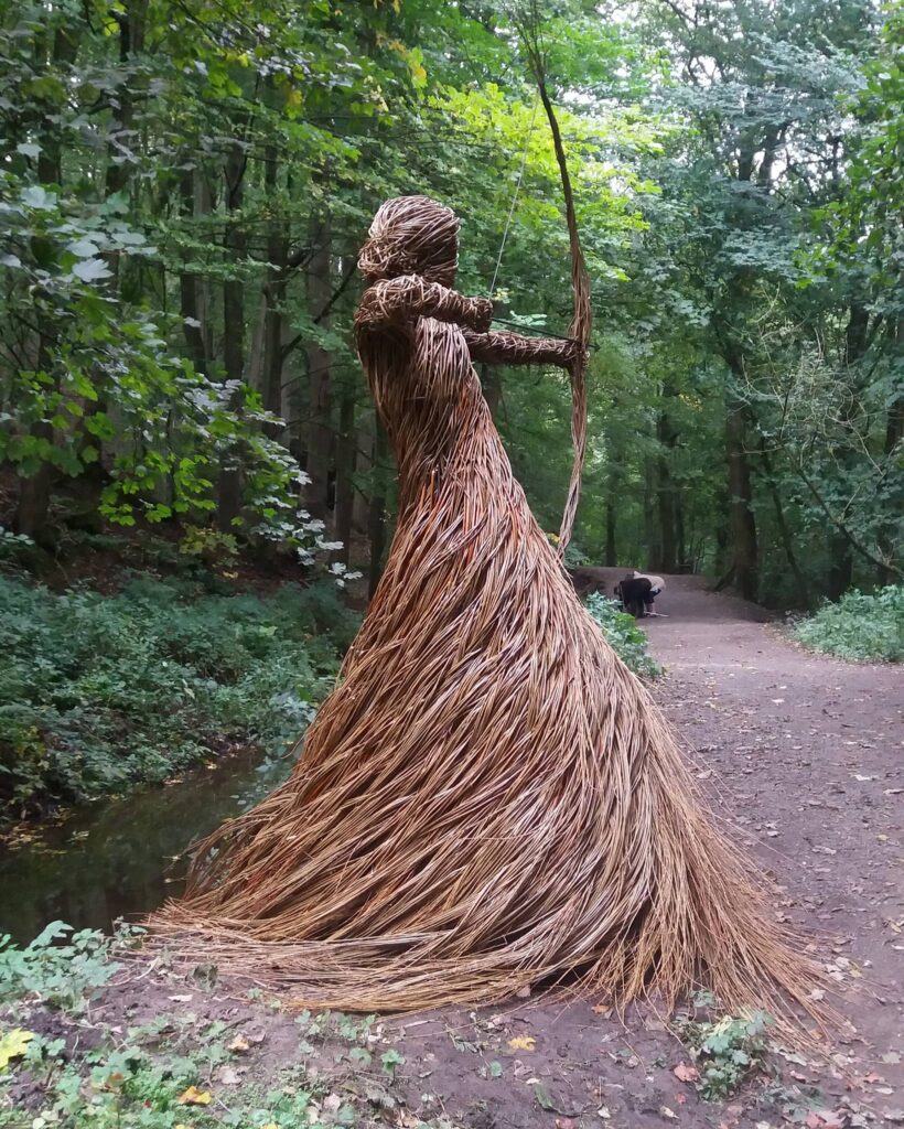 The Huntress of Skipton Castle Woods willow sculpture