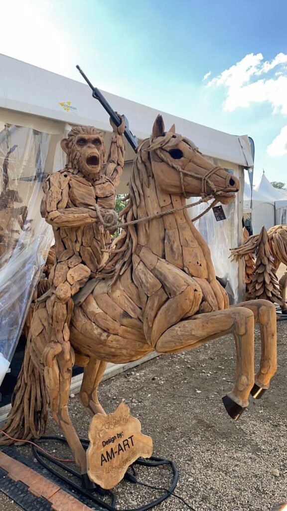 Horse and monkey sculpture