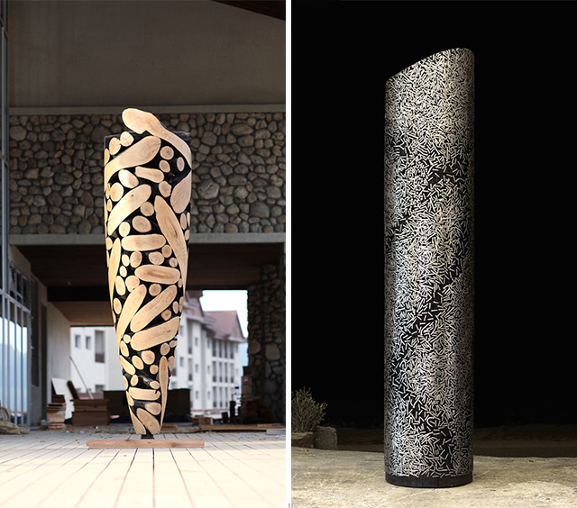 Metal and wood sculptures