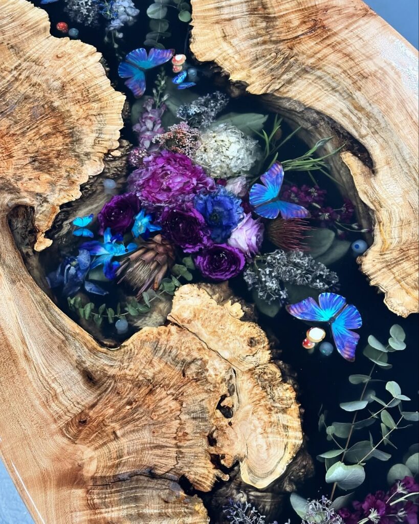 resin and wood table top