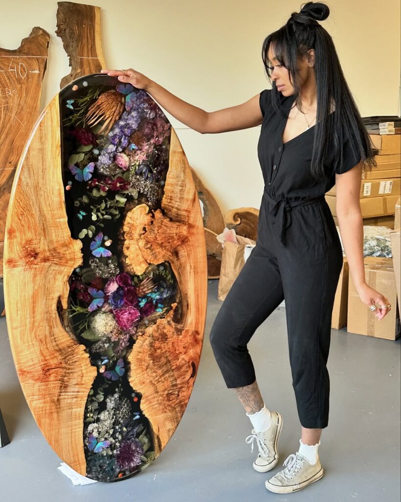 resin and wood table top