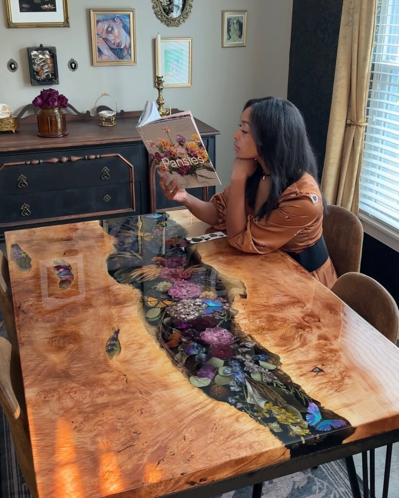 resin and wood table top