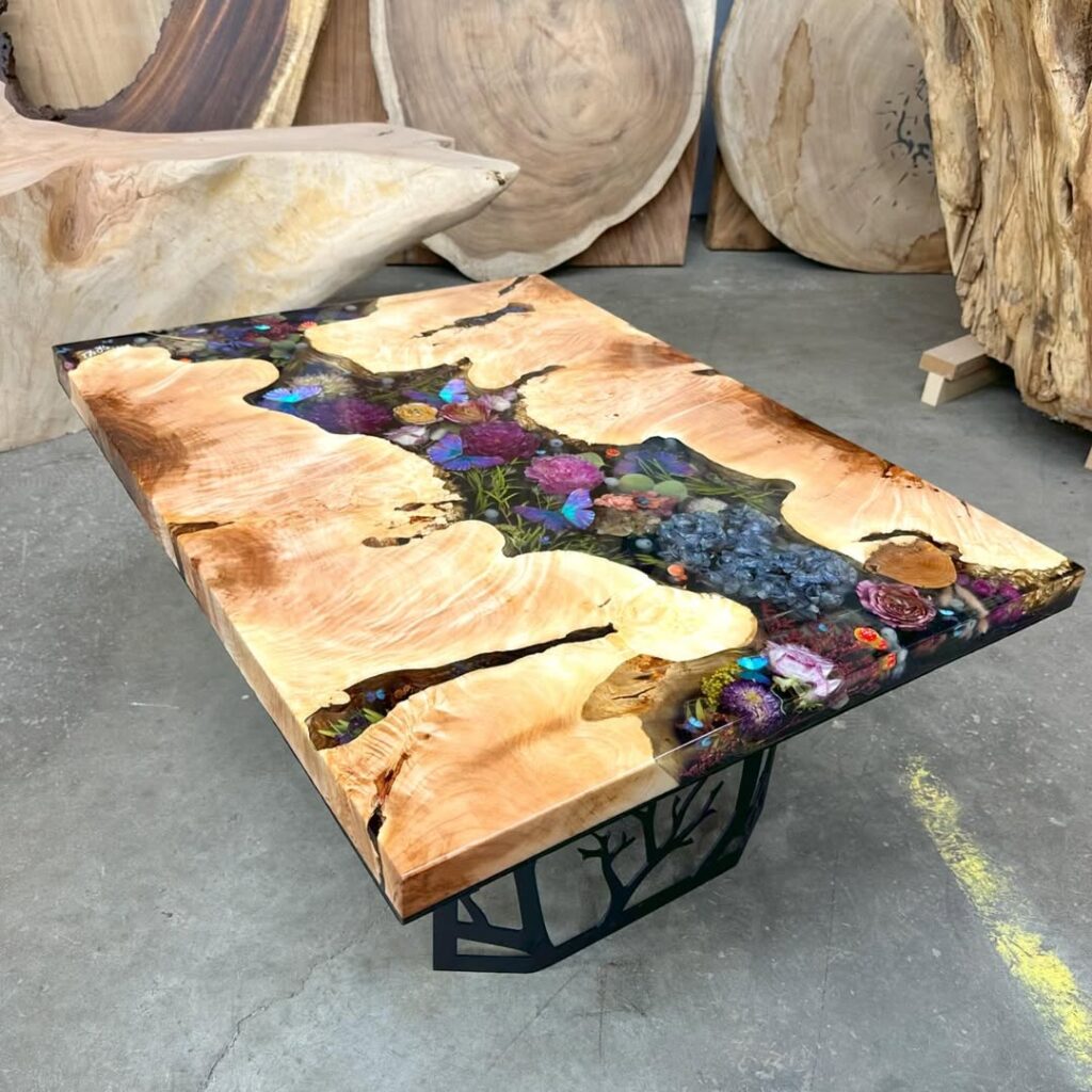 resin and wood table top