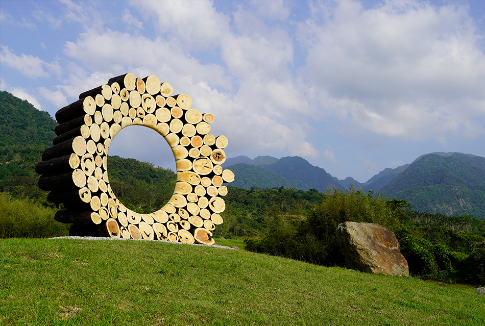 Sculpture in mountain scenery