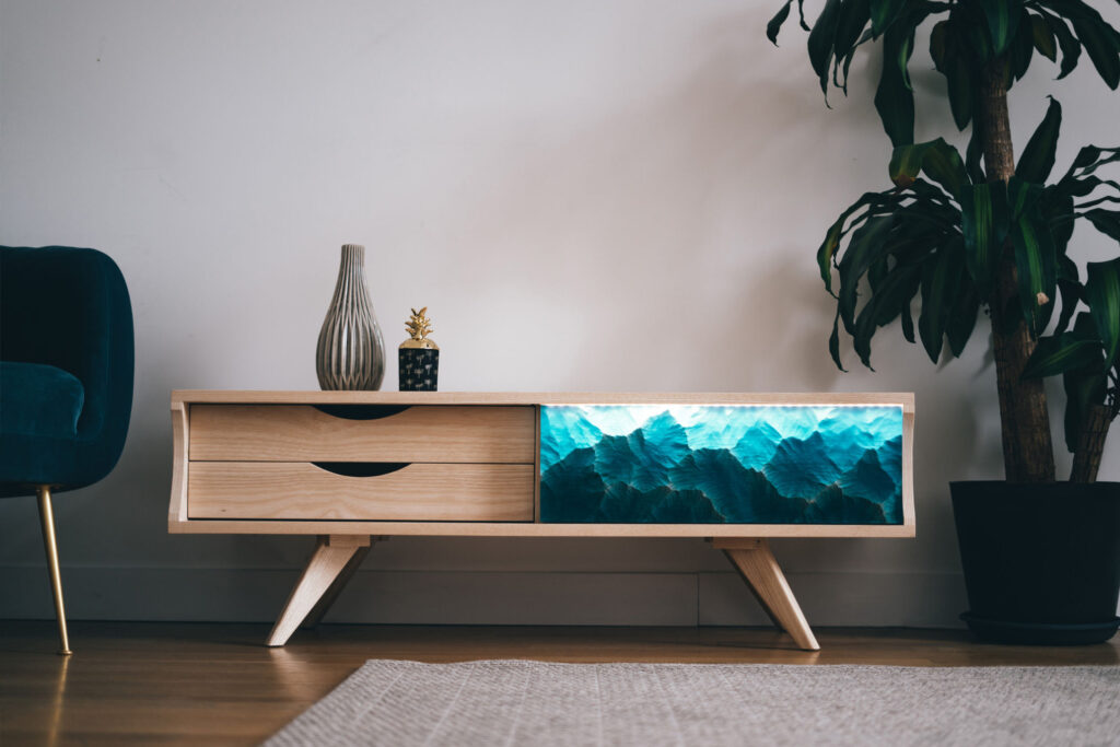 tv table topographic furniture