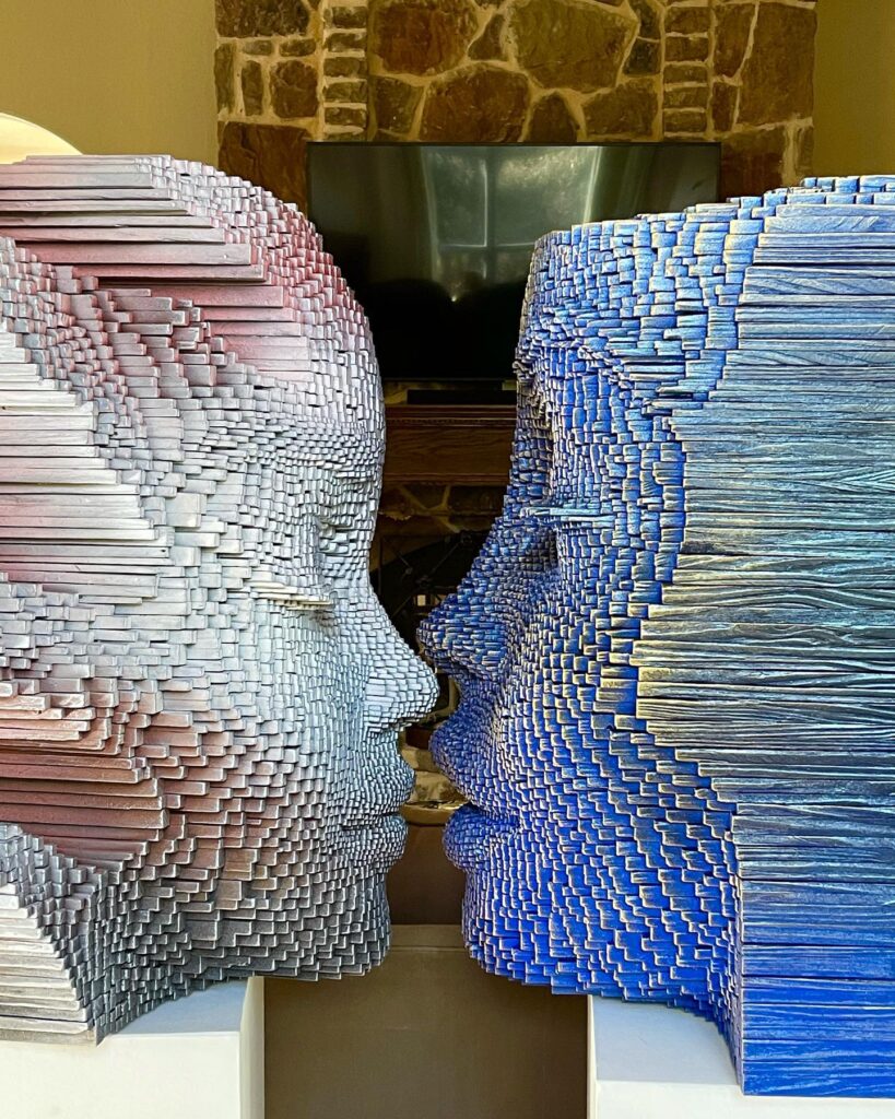 Two faces sculpture