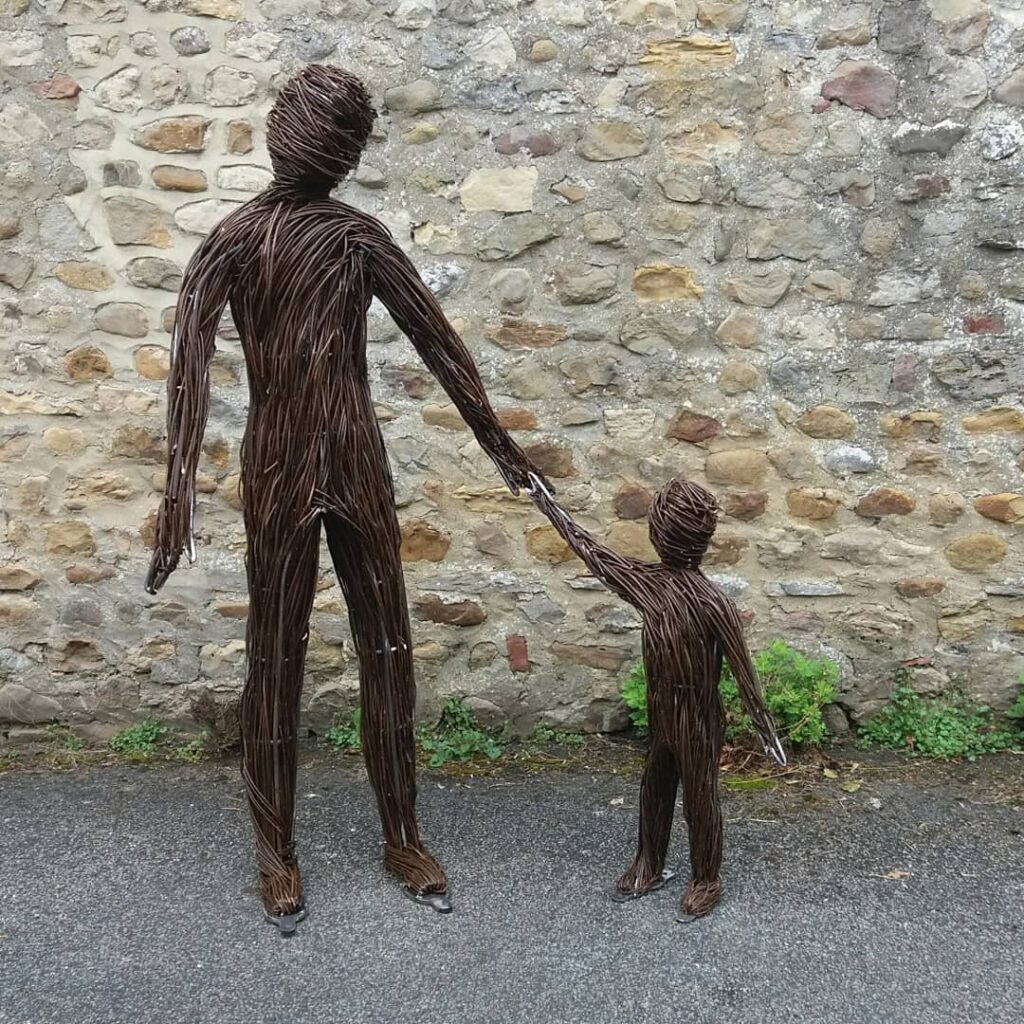 Willow sculpture - adult and child
