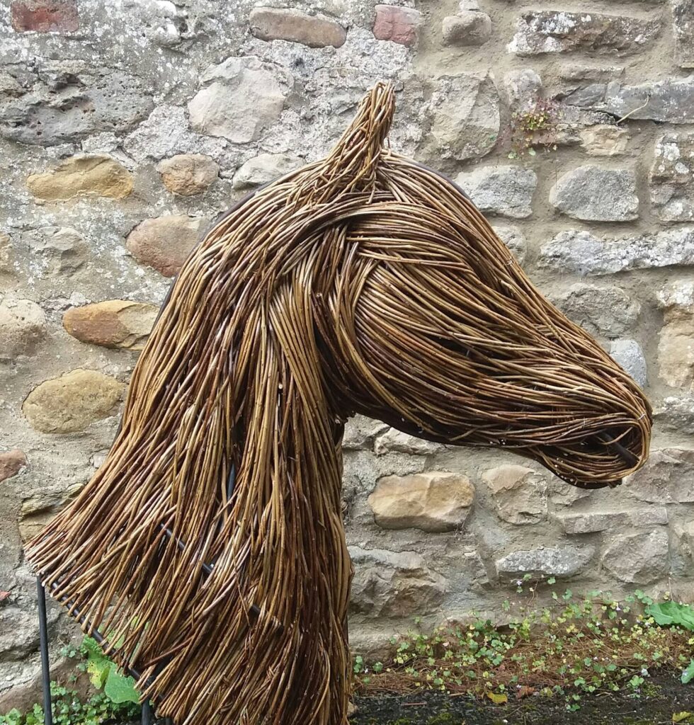 Willow horse head sculpture