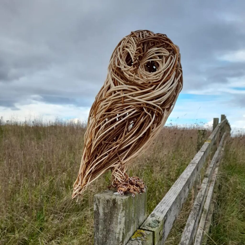 Willow owl sculpture