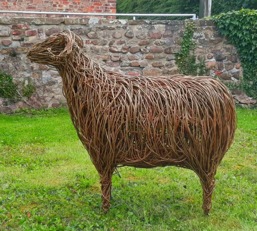 Willow sheep sculpture 