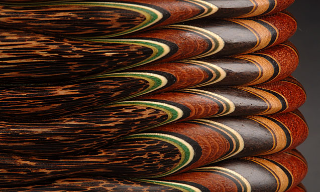 Terry Evans laminated wood art close up