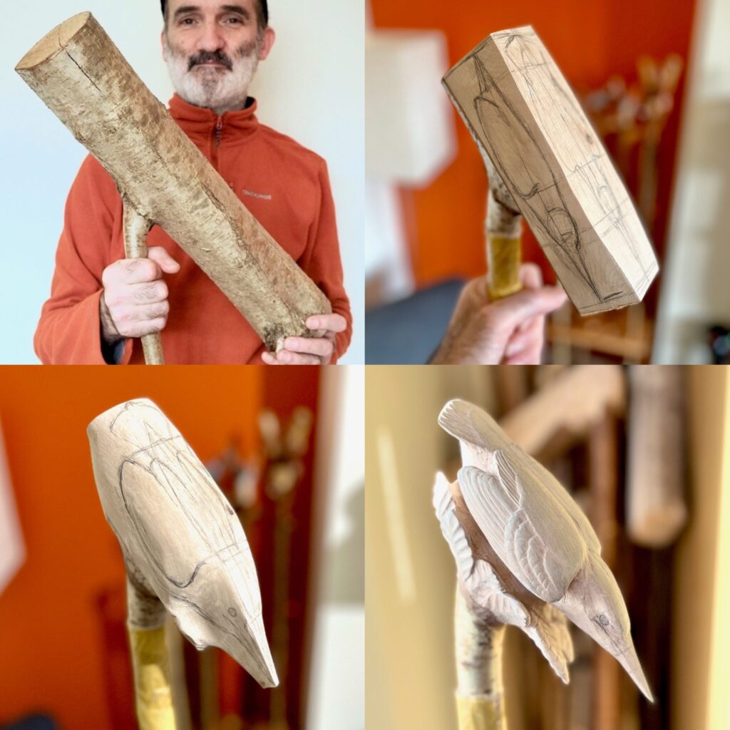 Raif Killips walking stick carving process