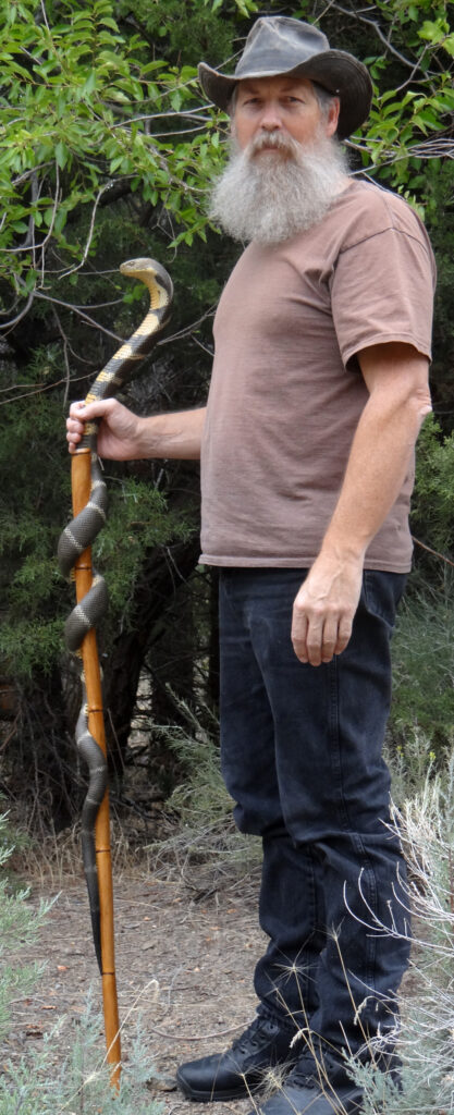 Mike Stinnett with his walking stick
